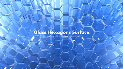 Animated Blue Glass Hexagon Geometric Pattern Background