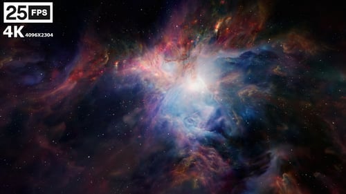 Flying Through Vibrant Cosmic Nebula Starfield Loop Animation