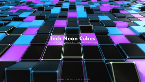 Abstract Neon Cubes Grid Looping Motion Background