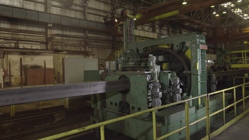 Machines for Metal Rolling at Factory. Modern Factory Workshop. Machine for Manufacture of Pipes