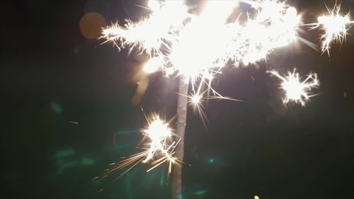Sparklers Burning at Night