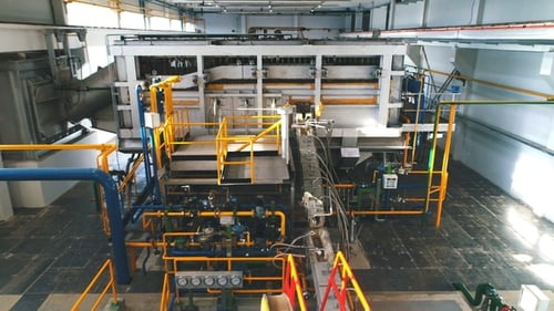Industrial Factory. Various Mechanisms and Metal Pipes