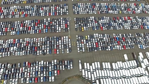 Aerial View of Huge Parking Lot