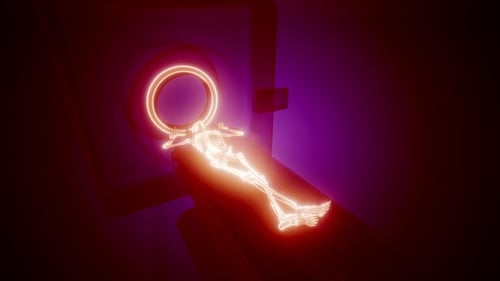 Glowing Neon Skeleton Human Body Scan Animation