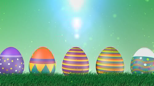 Colorful Animated Easter Eggs Rolling on Green Grass Loop