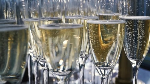 Glasses of Champagne with a Large Depth of Field Clip Many Glass of Champagne