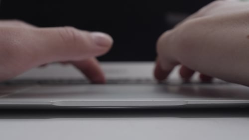 Woman Working on Laptop Near a Window