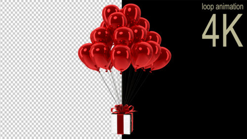 Floating Red Balloons and Gift Box Loop Animation