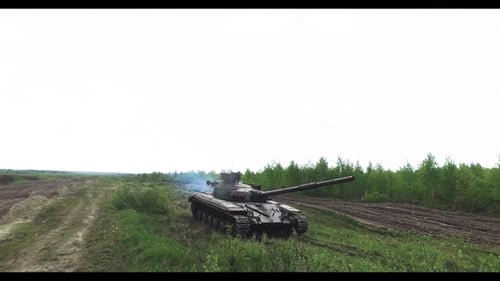 Powerful Tank Sits on Rural Field