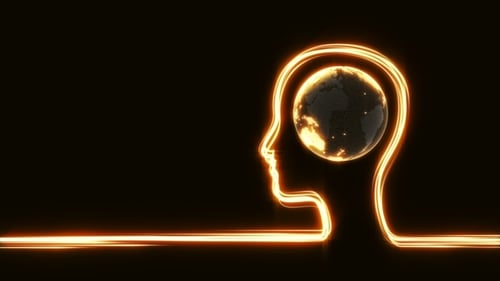 Man's Head with Globe
