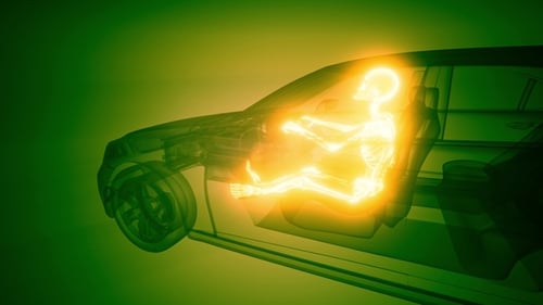 X-Ray Human Skeleton Driving Transparent Car Animation