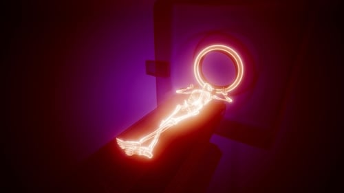 Glowing Human Skeleton Undergoing Futuristic Medical Scan