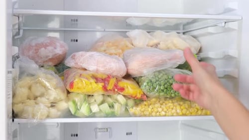 Freezer Stocked with Frozen Vegetables and Chicken