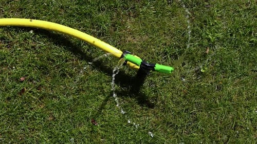 Garden irrigation system watering grass lawn