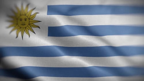 Uruguay National Flag Waving Seamless Loop Animation