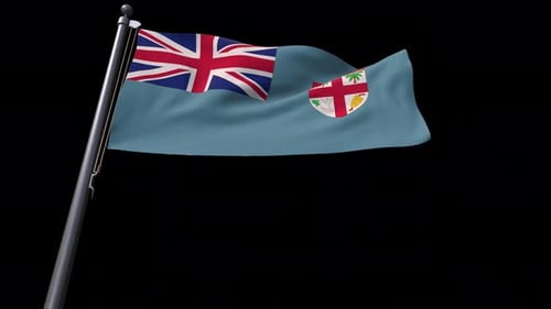 Realistic 3D Fiji Flag Waving Seamlessly
