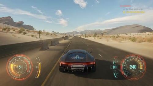 Fake 3D video game, Cyber race gameplay running across the desert