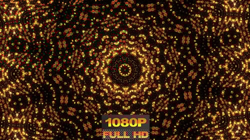 Abstract Gold Glittering Kaleidoscope Loop Background