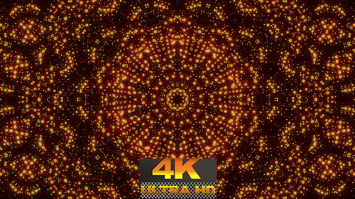 Dynamic Abstract Kaleidoscope of Glowing Orange Particles