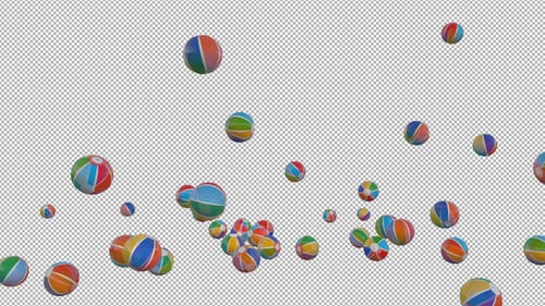 Beach Balls Falling to Transparent Background