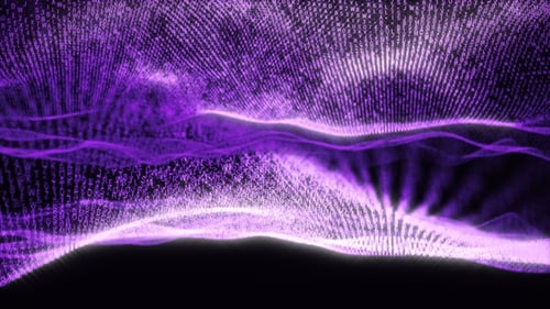 Futuristic Purple Digital Data Wave Particles Animation
