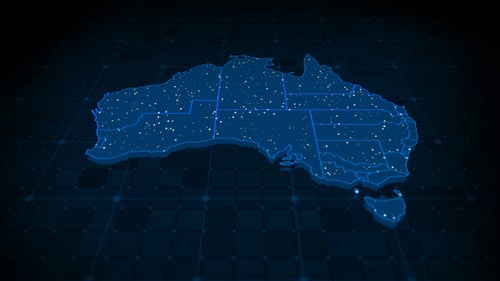 Futuristic Digital Map of Australia Network Animation