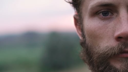 Portrait of One Part of Beraded Blue-eyed Man
