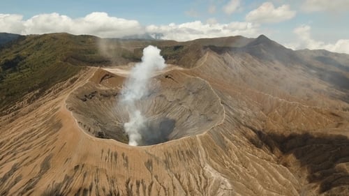 Active Volcano with a Crater. Gunung Bromo, Jawa, Indonesia.