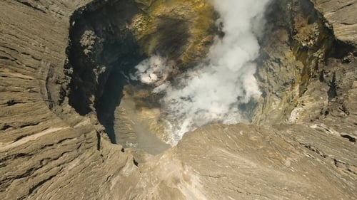 Active Volcano with a Crater. Gunung Bromo, Jawa, Indonesia.