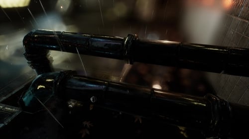 Dark Industrial Rain: Grungy Pipes Background