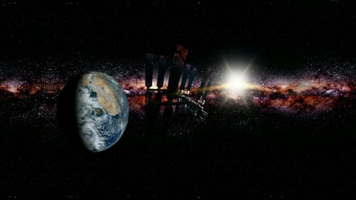 Station spatiale internationale en orbitant autour de la Terre en réalité virtuelle à 360 degrés