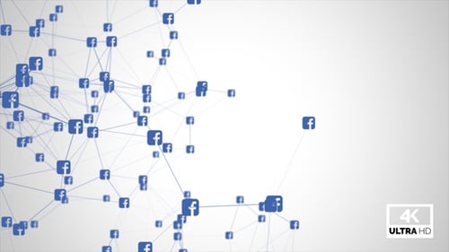Animated Digital Network of Facebook Icons for Social Connections
