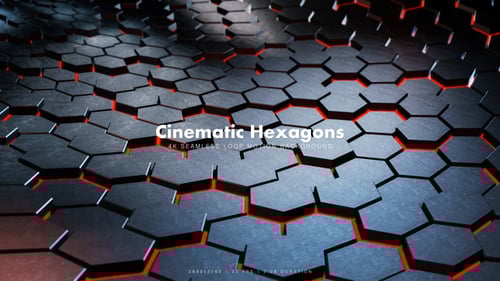 4K Cinematic 3D Hexagon Grid with Red Glow