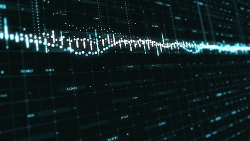 Abstract Background with Floating Graph Flowing Counters of Numbers and Equalizer