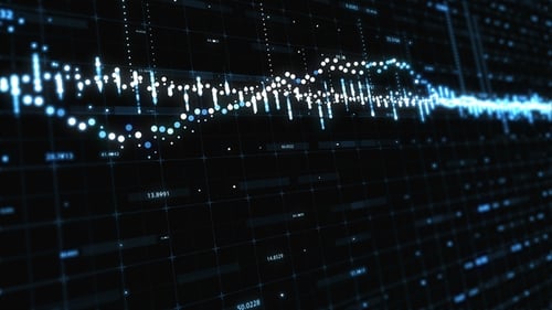 Animated Glowing Digital Audio Spectrum Background