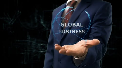 Futuristic Holographic Global Business Text Reveal Animation