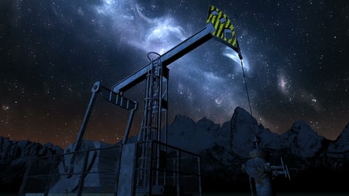 Energy Pumpjack Operation with Starry Space Background