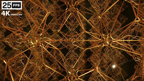 Abstract Golden Geometric Wireframe Network Animation