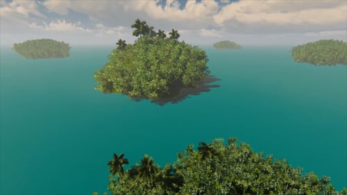 Tropical Islands Aerial View Over Blue Ocean