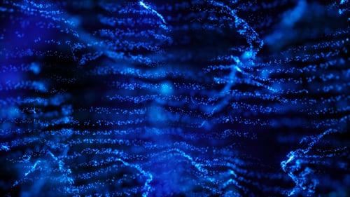 Dynamic Blue Particle Waves Abstract Background Animation