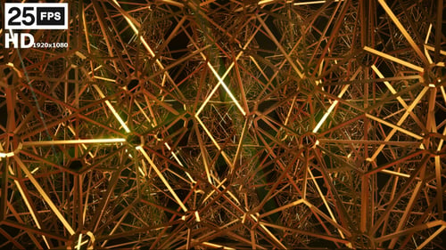Golden Abstract Geometric Wireframe Network Loop Background