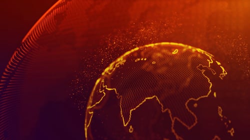 Rotating Digital Earth Globe with Particle Effects