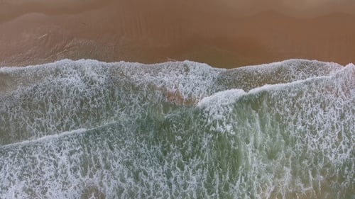 Aerial Top View of Beach with Ocean Waves, Natural Background