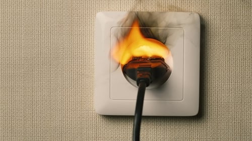Electrical Outlet Sparks and Bursts into Flames
