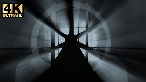 Industrial Spinning Fan with Volumetric Light Rays Background Loop