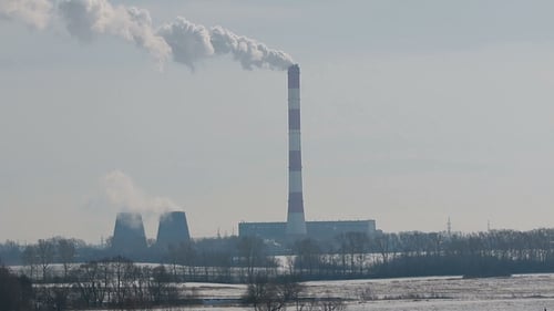 Pipe and Reactors of Thermal Power Station. Production of Electricity.