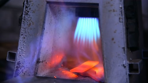 Extreme Close Up of Flames inside Forge