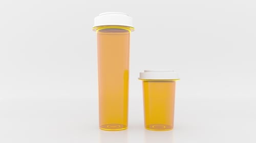 Shrinking Bar Chart Made of Pill Bottles