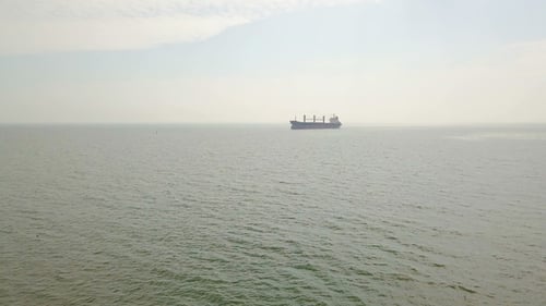 Aerial Shot of Big Ship in Sea