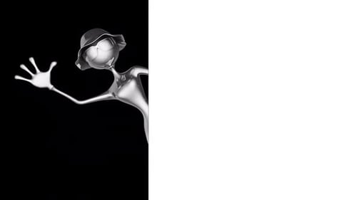 3D Silver Woman Show Ads Looped on White